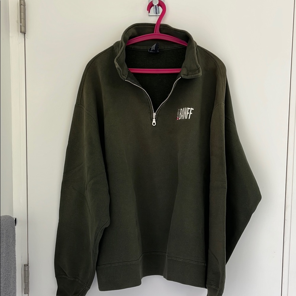 Olive Green Roots half-zip sweatshirt